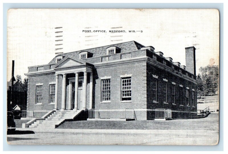1977 Post Office Building Medford Wisconsin WI Posted Vintage Postcard
