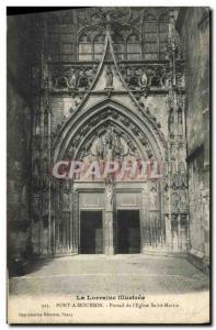 Old Postcard Pont A Mousson portal of the church Saint Martin