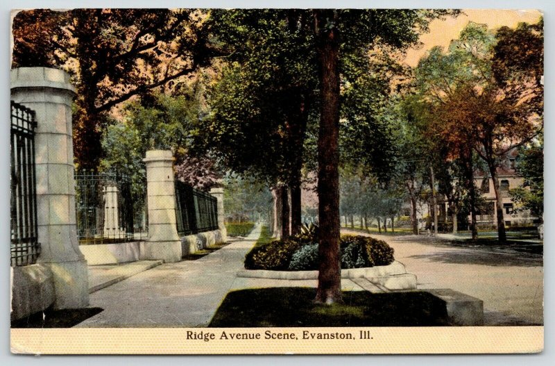 Evanston Illinois~Ridge Avenue~Pillar Gates~Mansions~Mary W Cunningham~1912 PC 