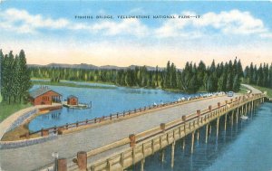 Yellowstone Fishing Bridge WY Linen Unused