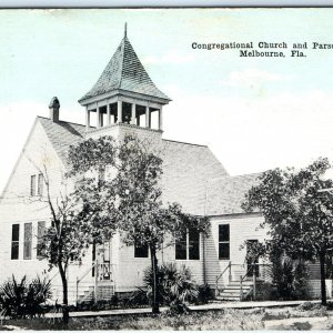 c1910s Melbourne, Fla Congregational Church & Parsonage WL Degraff Postcard A119