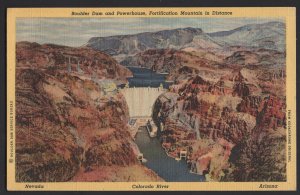 Nevada Boulder Dam and Powerhouse Fortification Mountain in Distance ~ Linen