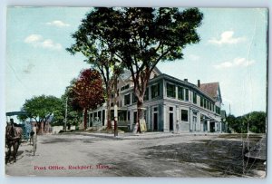 Rockport Massachusetts Postcard Post Office Building Horse Carriage USS Delaware