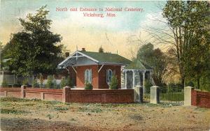 Vintage Postcard North East Entrance to National Cemetery Vicksburg MS Warren Co