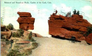 1909 Balanced and Steamboat Rocks Garden of the Gods Colorado Postcard