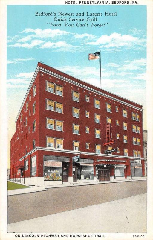 Bedford Pennsylvania Hotel Exterior Street View Antique Postcard K20398