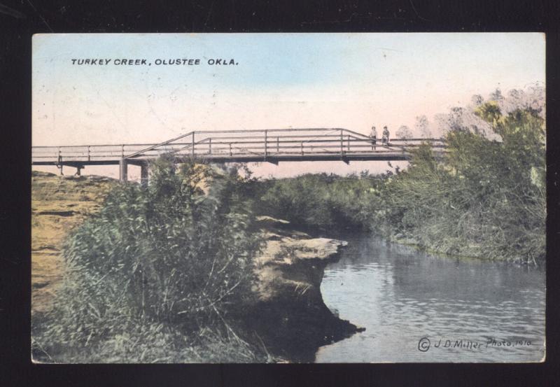 OLUSTER OKLAHOMA TURKEY CREEK BRIDGE ANTIQUE VINTAGE POSTCARD OKLA.