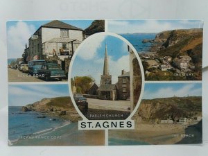 St Agnes Cornwall Multiview Vintage Postcard Scenes from the 1960s Beach Rd etc