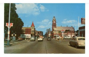 IL - Moline. 5th Avenue Street Scene & Gas Stations ca 1953