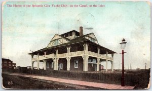VINTAGE POSTCARD HOME OF THE ATLANTIC CITY YACHT CLUB ON THE CANAL AT THE INLET