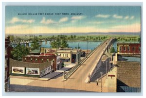 1941 View Of Million Dollar Free Bridge Fort Smith Arkansas AR Vintage Postcard