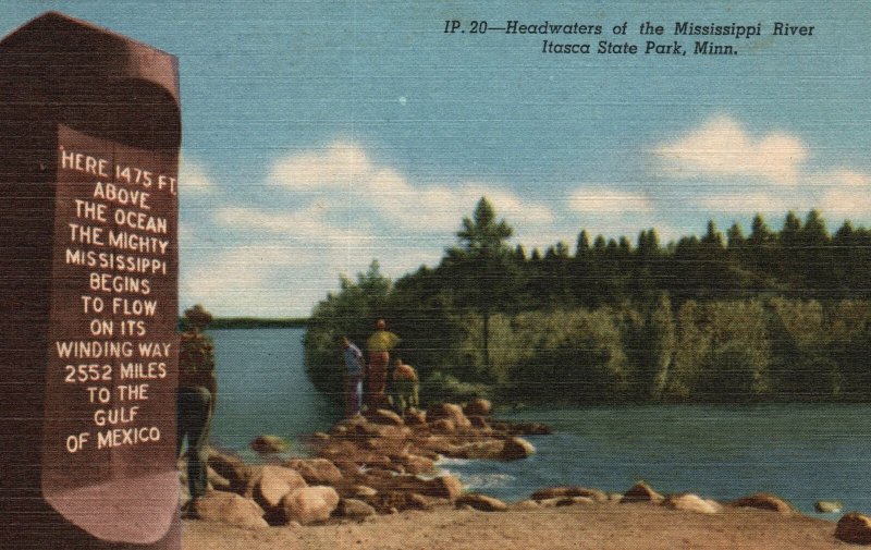 Vintage Postcard 1957 Headwaters of the Mississippi River Itasca State Park Minn