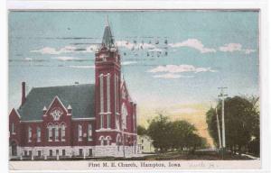 First ME Church Hampton Iowa 1908 postcard