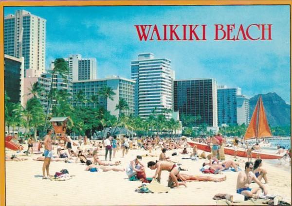 Hawaii Waikiki Beach View Looking Towards Diamond Head