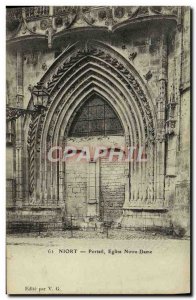 Old Postcard Niort Portal Notre Dame Church