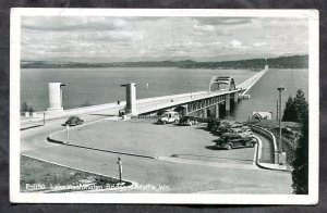 h3830- SEATTLE 1950s Lake Washington Bridge. Old Cars. Real Photo Postcard