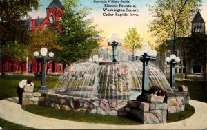 Iowa Cedar Rapids Washington Square Electric Fountain Curteich