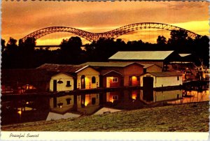 Memphis, TN Tennessee  RIVERSIDE DRIVE & BRIDGE  Peaceful Sunset  4X6 Postcard