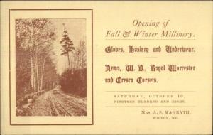 Wilton ME Millinery Opening 1908 Advertising Postcard