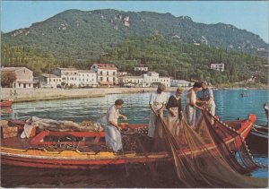 Greece Postcard - Benitses Fishing Village, Corfu Island  RR23386