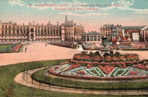 Vintage Postcard St. Germain En Laye Castle And The Station Of Railway France
