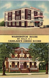 c1935 MT HOLLY NEW JERSEY WASHINGTON HOUSE CARSLAKE DINING LINEN POSTCARD 39-211