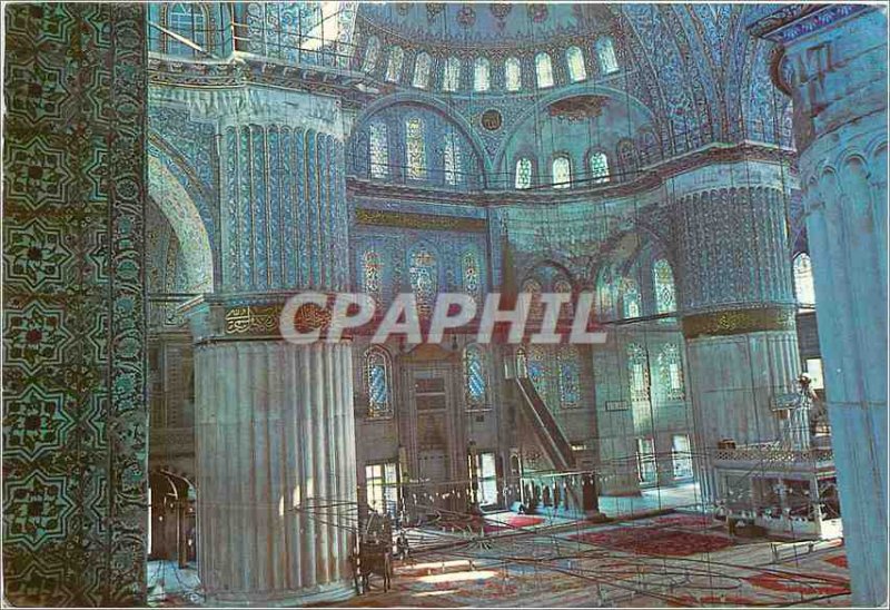 Postcard Modern Istanbul Turkey Inner blue mosque