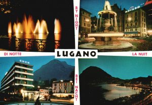Postcard Di Notte By Night La Nuit Bei Nacht Lugano Switzerland