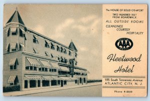 c1910's Heetwood Hotel & Restaurant Building Atlantic City New Jersey Postcard