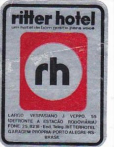 BRASIL PORTO ALEGRE RITTER HOTEL VINTAGE LUGGAGE LABEL