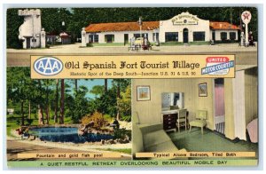 c1940 Old Spanish Fort Tourist Village Mobile Alabama Multiview Vintage Postcard