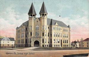 Warren Pennsylvania Central High School Street View Antique Postcard K95405