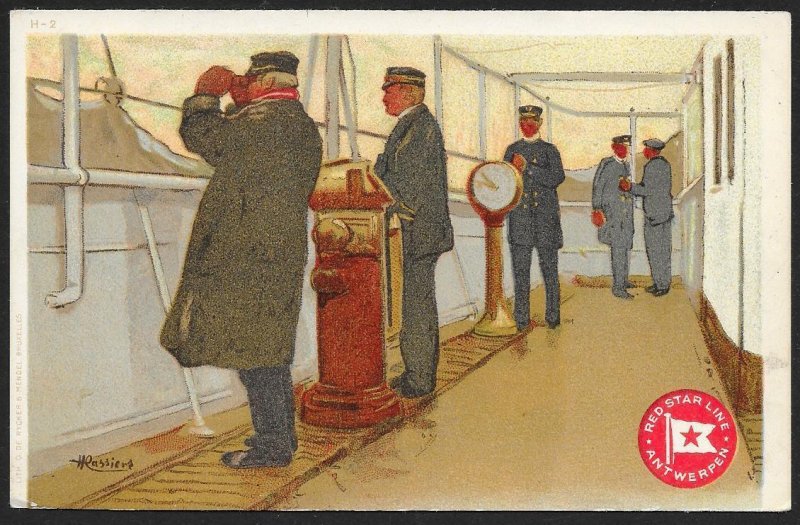 Officers on Ship Deck Red Star Antwerp BELGIUM Unused c1910 s/Cassiers