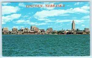 LINCOLN, Nebraska NE ~ SKYLINE & Capitol Building from Lake 1982   Postcard