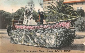 FLORAL PARADE PORTLAND OREGON PATRIOTIC PARADE FLOAT POSTCARD 1907