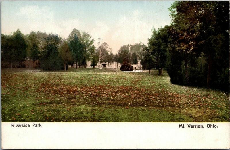 Mt Vernon Ohio~Riverside Park Monuments~Fall Leaves~1905 Postcard 