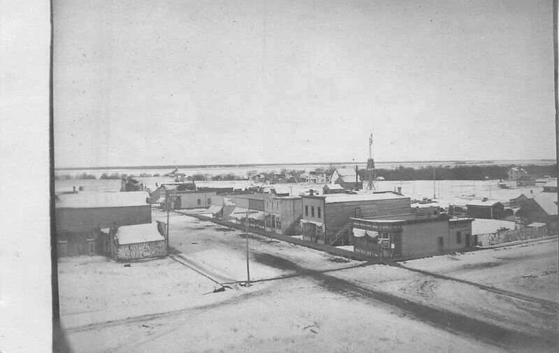 C-1910 Small Town winter Barnum Bailey Advertising RPPC Photo Postcard 22-8818