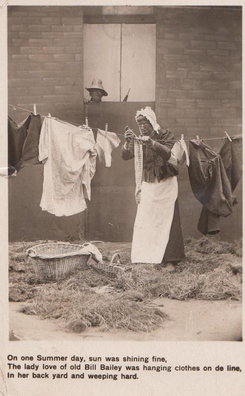 African Man Dresses Woman Gay Interest Hanging Washing Songcard RPC WAF Postcard