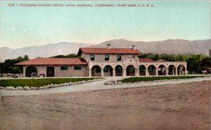 Santa Barbara, California - The Southern Pacific Railway Depot - c1908