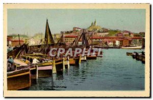 Postcard Old Marseille A corner of the Old Port and Notre Dame de la Garde