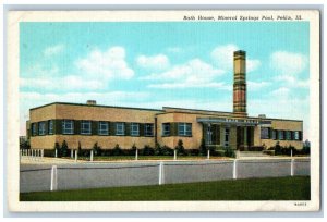 Pekin Illinois IL Postcard Bath House Mineral Springs Pool 1940 Posted Vintage