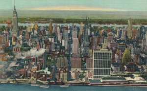 USA Mid Town Manhattan New York City Linen Postcard 07.38