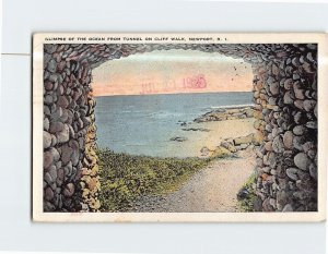 Postcard Glimpse of the Ocean from Tunnel on Cliff Walk Newport Rhode Island USA