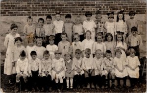 School Class Photo Little Girls & Boys c1930 Wilma Matlock Postcard Z23