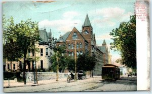 Postcard - Jefferson Club and St. Louis University - Grand Avenue, Missouri