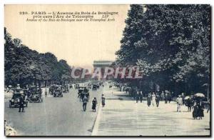 Old Postcard The Paris Avenue du Bois de Boulogne Taken Towards the Arc de Tr...