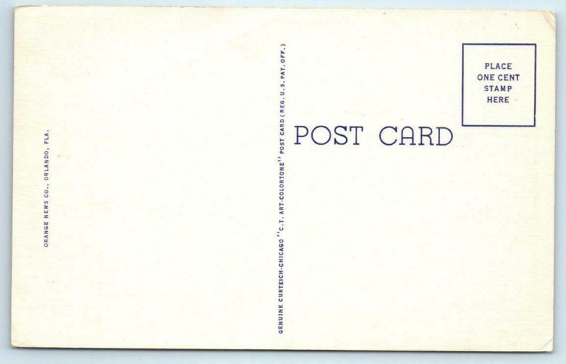 COCOA BEACH, Florida FL ~ Roadside OCEAN LODGE & Beach c1930s Linen Postcard 