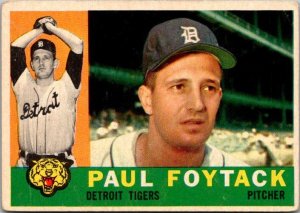 1960 Topps Baseball Card Paul Foytack Detroit Tigers sk10554