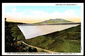 NY CATSKILL MTS Olive Bridge Dam of the Ashokan Reservoir showing High Point WB