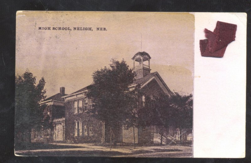 NELIGH NEBRASKA HIGH SCHOOL BUILDING VINTAGE POSTCARD WYMORE ONTARIO CALIF.